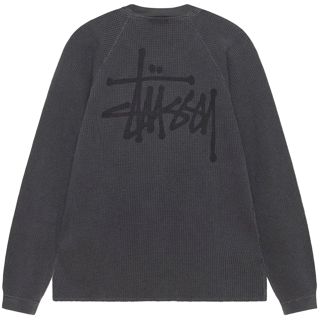 Stussy Raglan Thermal Long-Sleeve Crew Washed Black