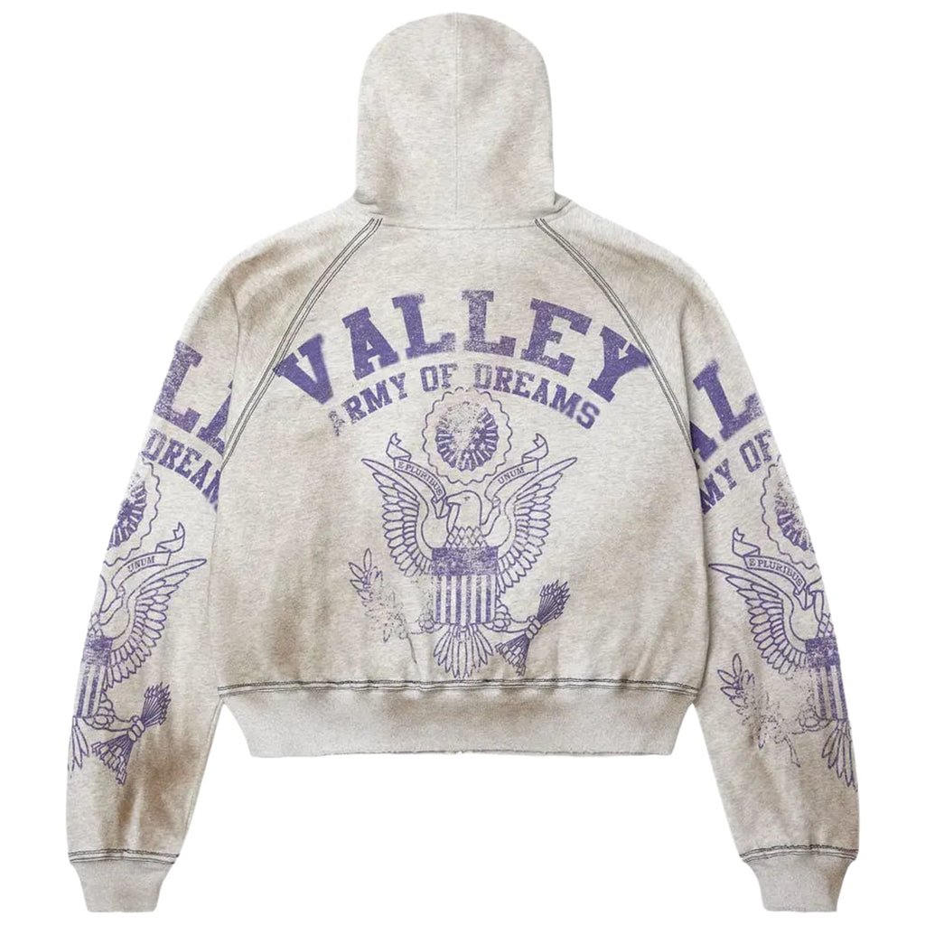 Vale Forever Army Zip Up Hoodie Grey